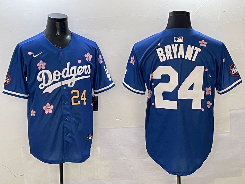 Men Los Angeles Dodgers #24 Bryant Blue Sakura Edition 2025 Nike MLB Jersey style 7->los angeles dodgers->MLB Jersey